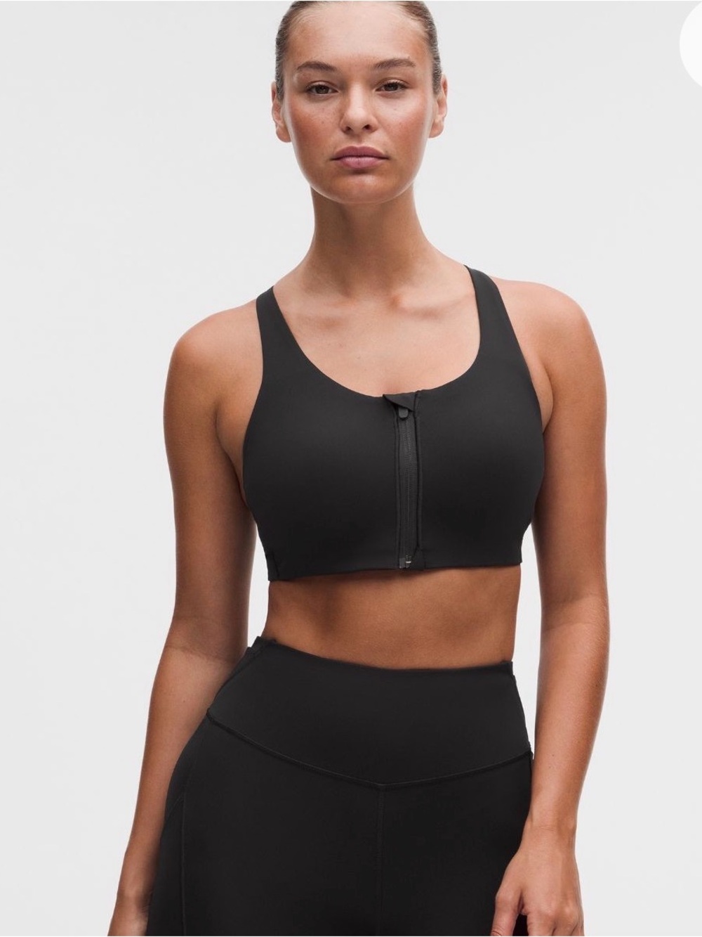 Lululemon Black Enlite Front-Zip Sports Bra 34D